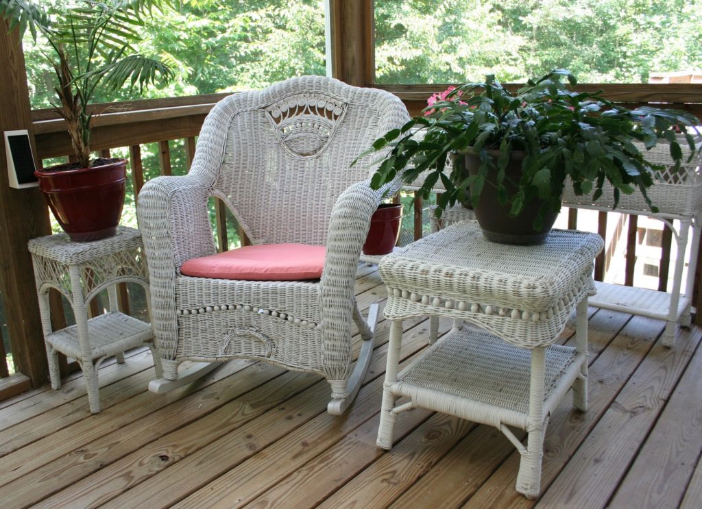 patio with rocker and end table
