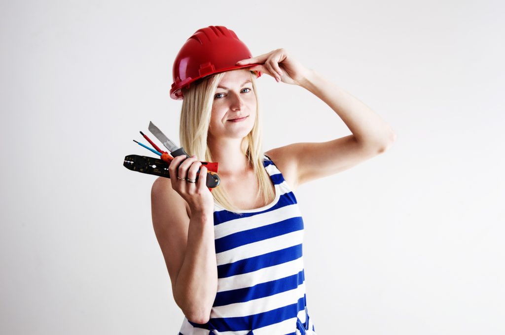 woman with home repair tools
