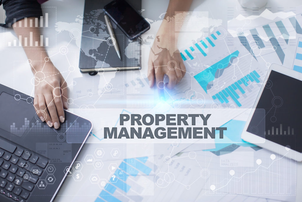 property management text over office desk
